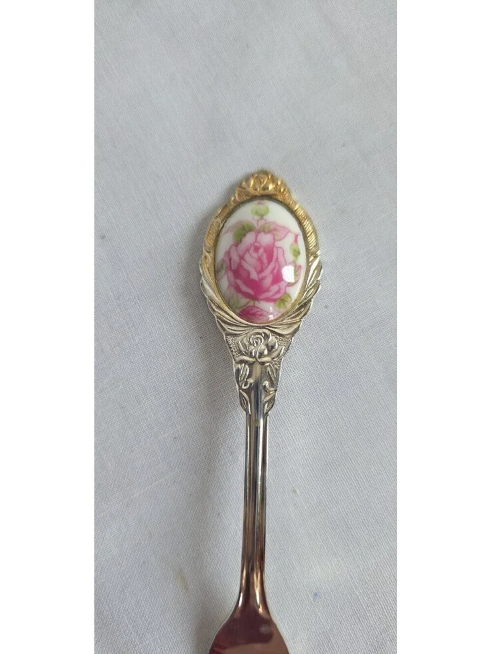 Set Of 14 Silverplate Floral Rose Cameo Ceramic Desert Made In Japan 5